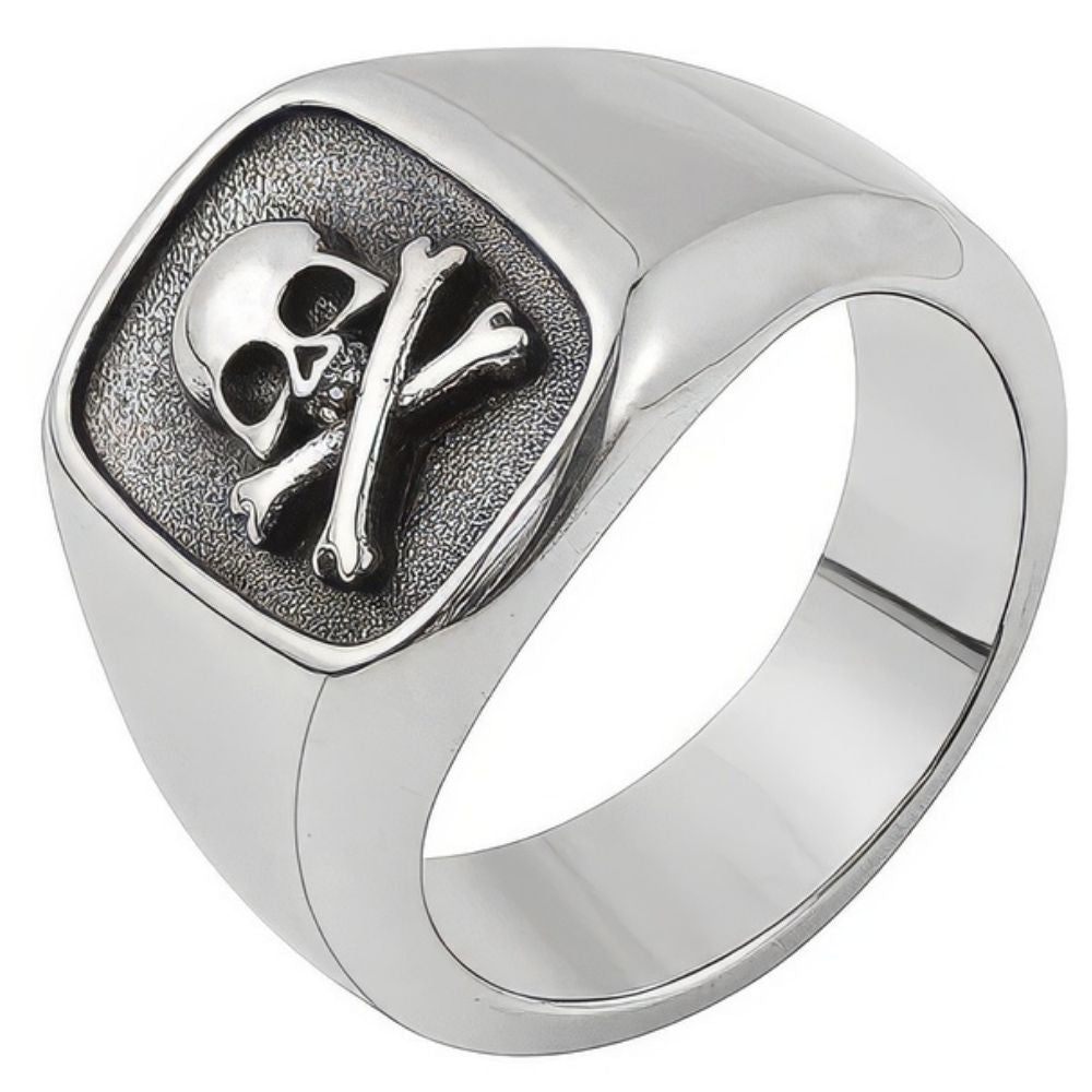 Bague Tête de Mort Os Croisés