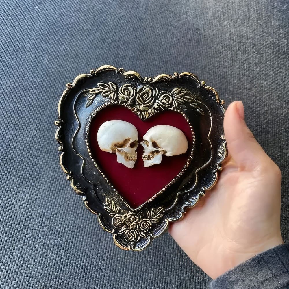 Camée Victorien Tête de Mort Couple