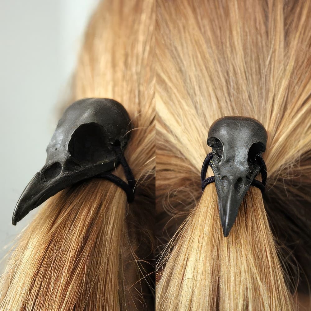 Chouchou Elastique pour Cheveux Crane de Corbeau