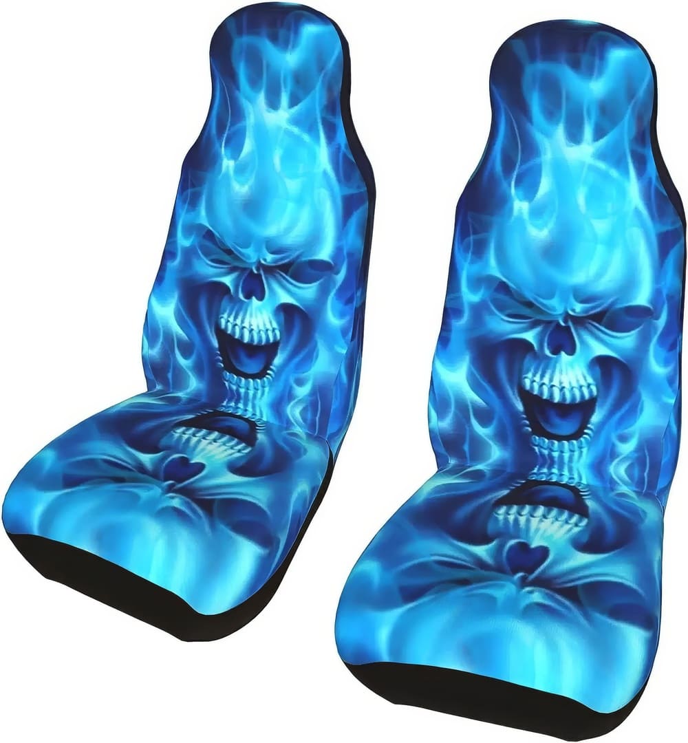 Housse Voiture Tête de Mort Flammes