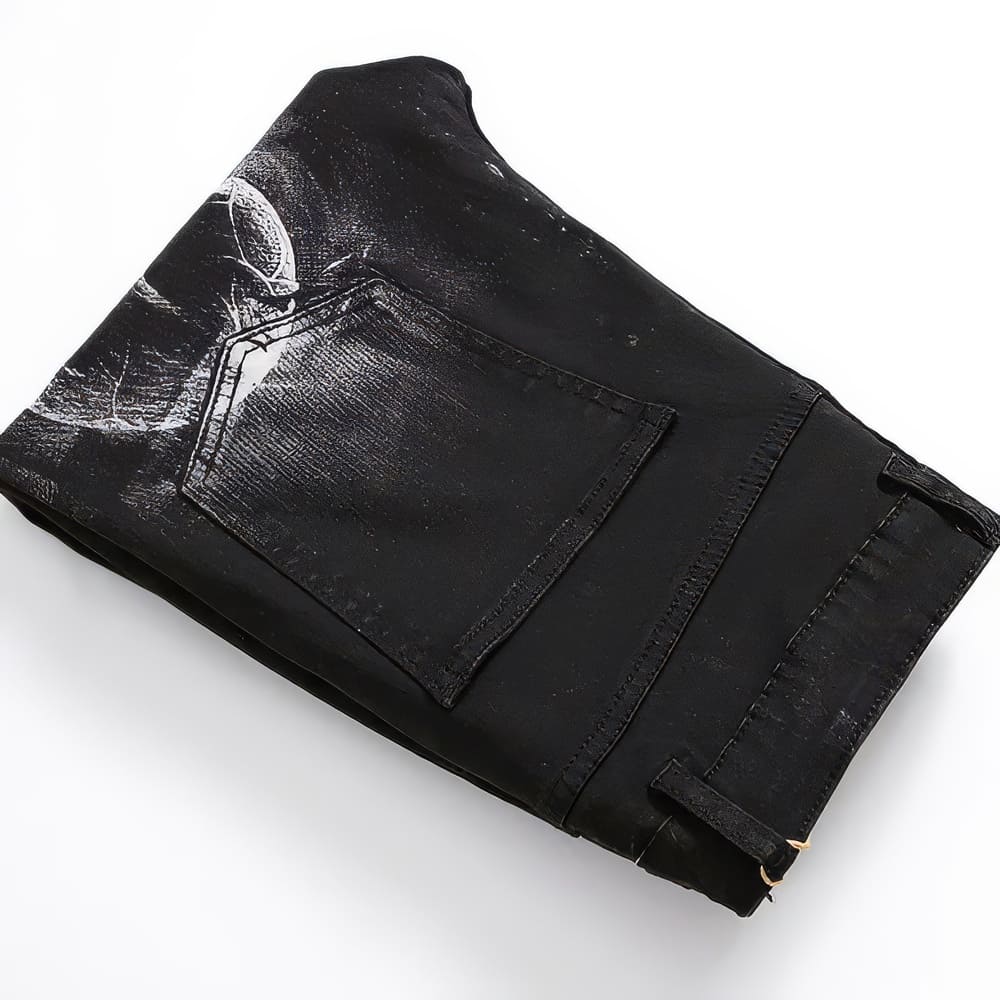 Jeans Tête De Mort Noir et Blanc