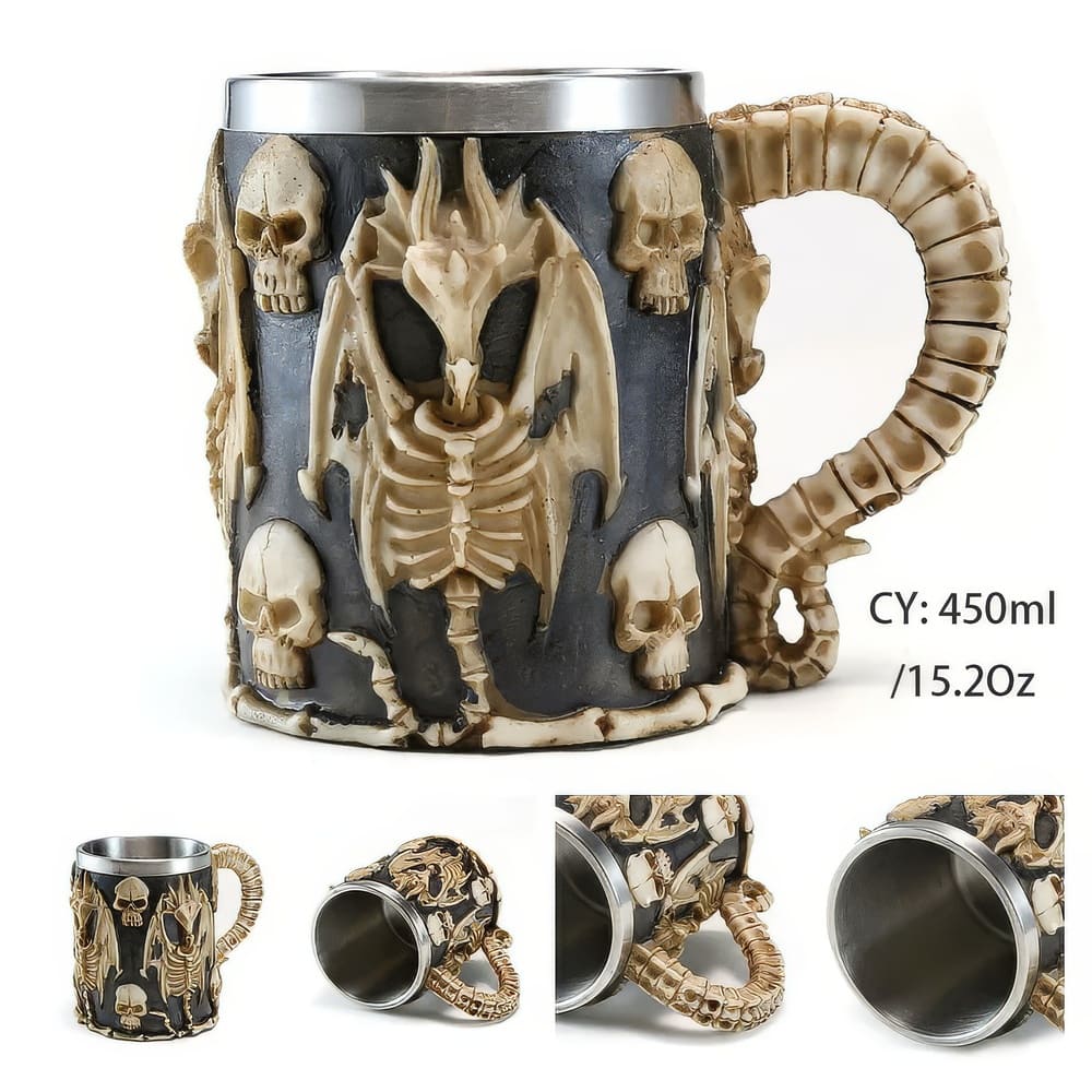Mug Squelette et Tête de Mort Dragon