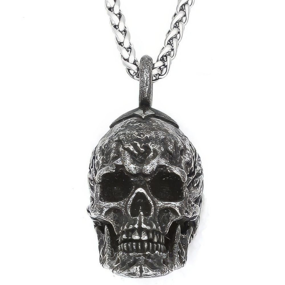 Pendentif Tête de Mort Acier Vintage