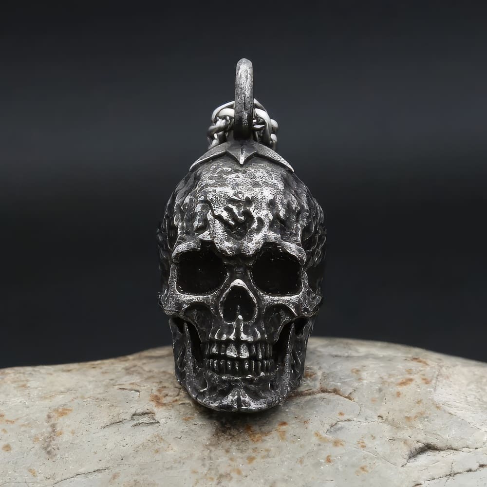 Pendentif Tête de Mort Acier Vintage