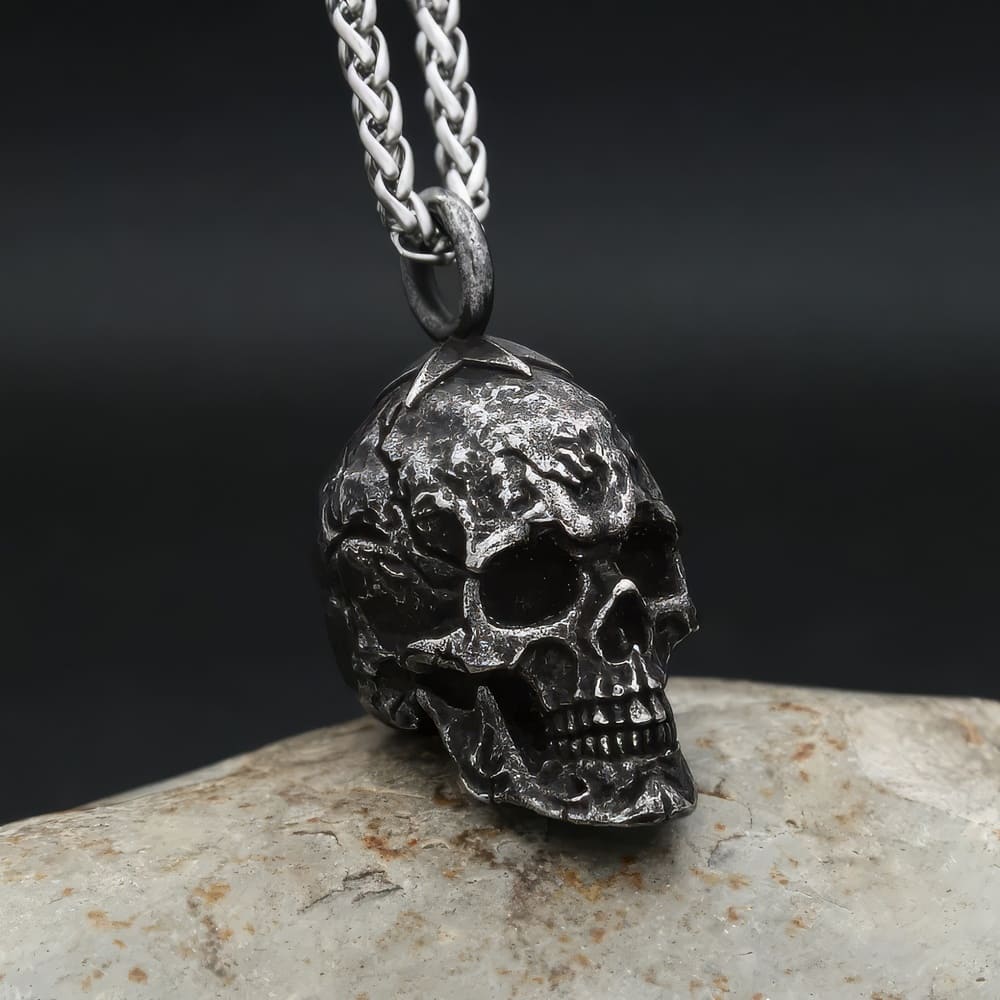 Pendentif Tête de Mort Acier Vintage