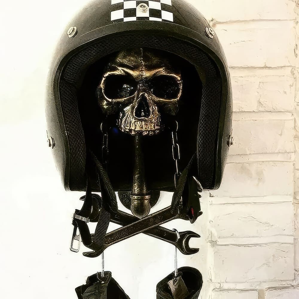 Porte Casque Moto Skull