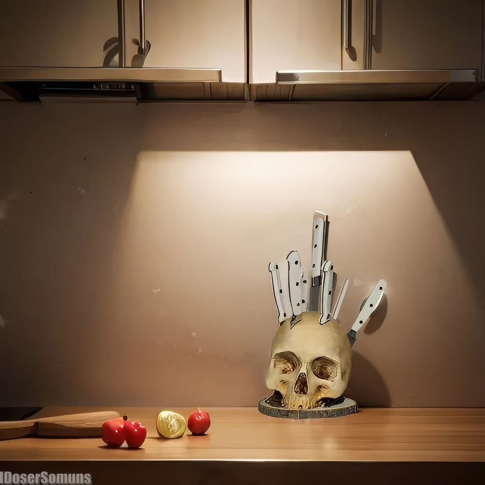 Support Couteau Cuisine Tête de Mort