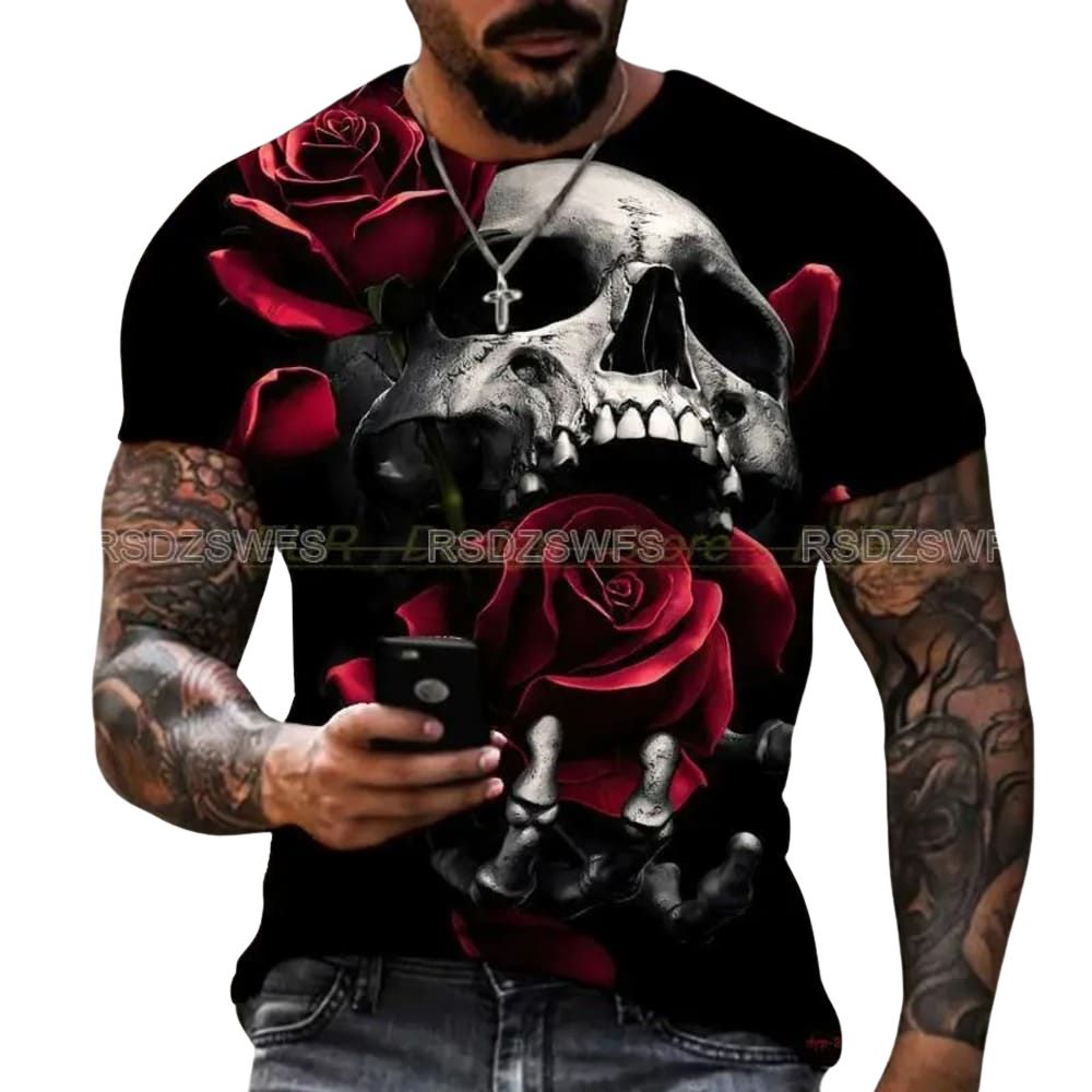 T-Shirt Crâne et Roses