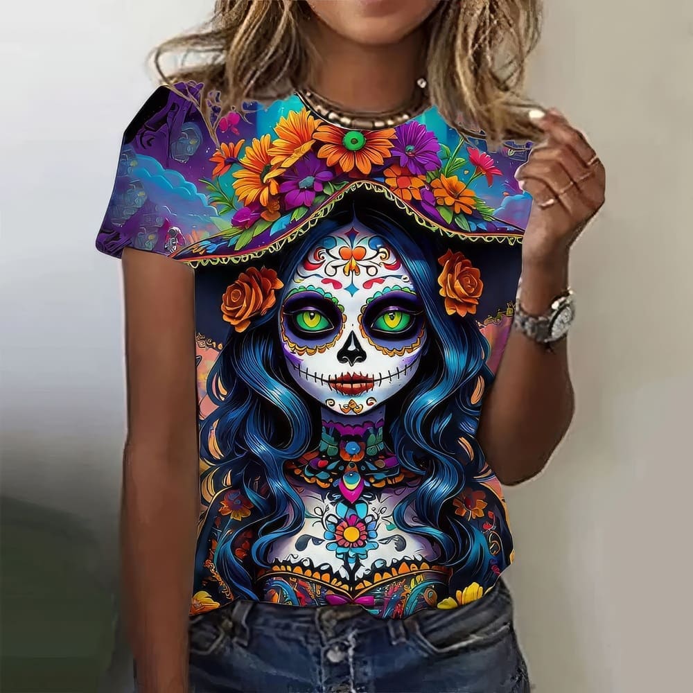T-Shirt Femme Fetes des Morts du Mexique