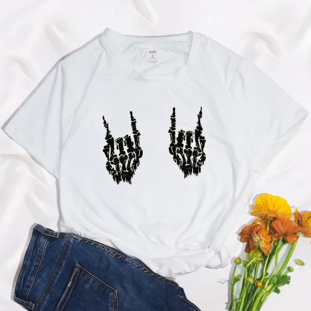 T-Shirt Squelette Rocker Femme
