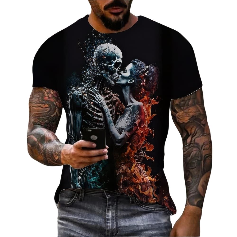 T-Shirt Squelette En Couple