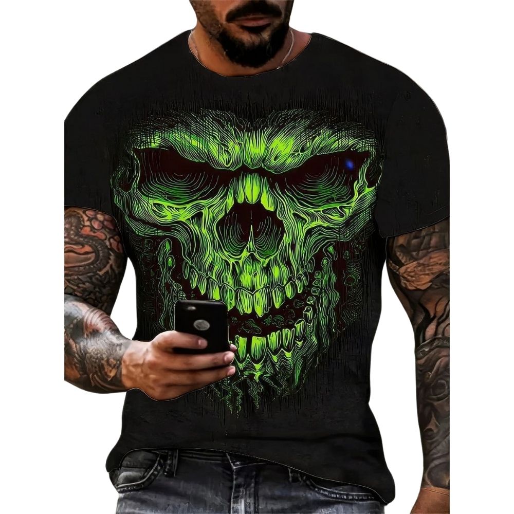 T-Shirt Tête de Mort Verte