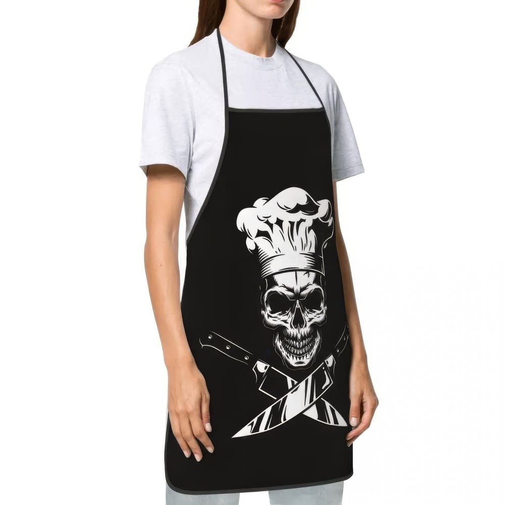 Tablier de Cuisine Tête de Mort Noir et Blanc