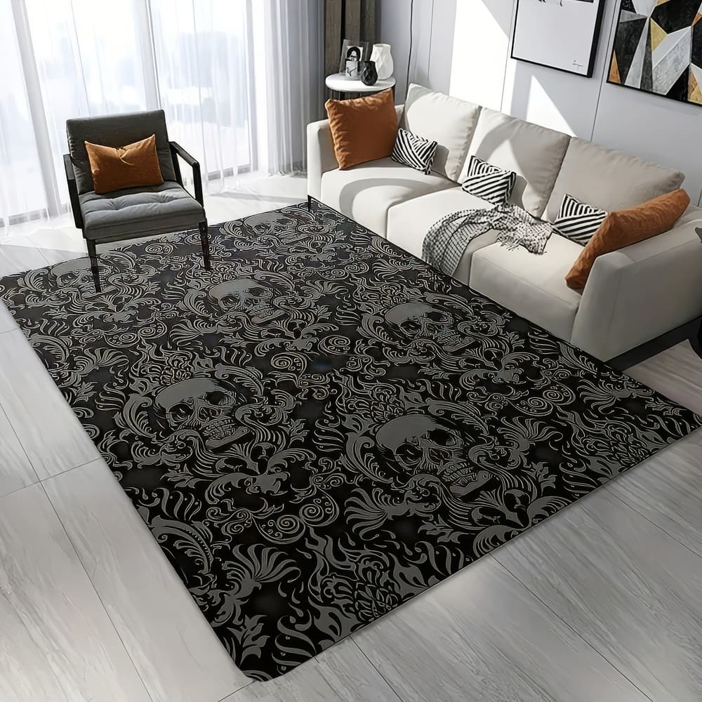 Tapis Salon Skull Gothique