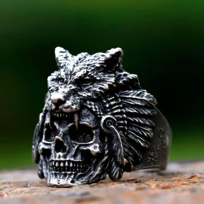 Bague Tête de Mort à Plumes