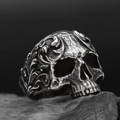 Bague Tête de Mort Fleurie