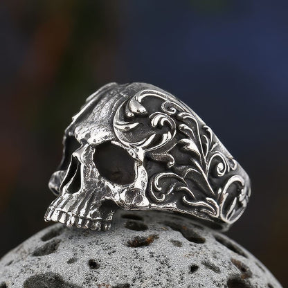 Bague Skull Fleurs