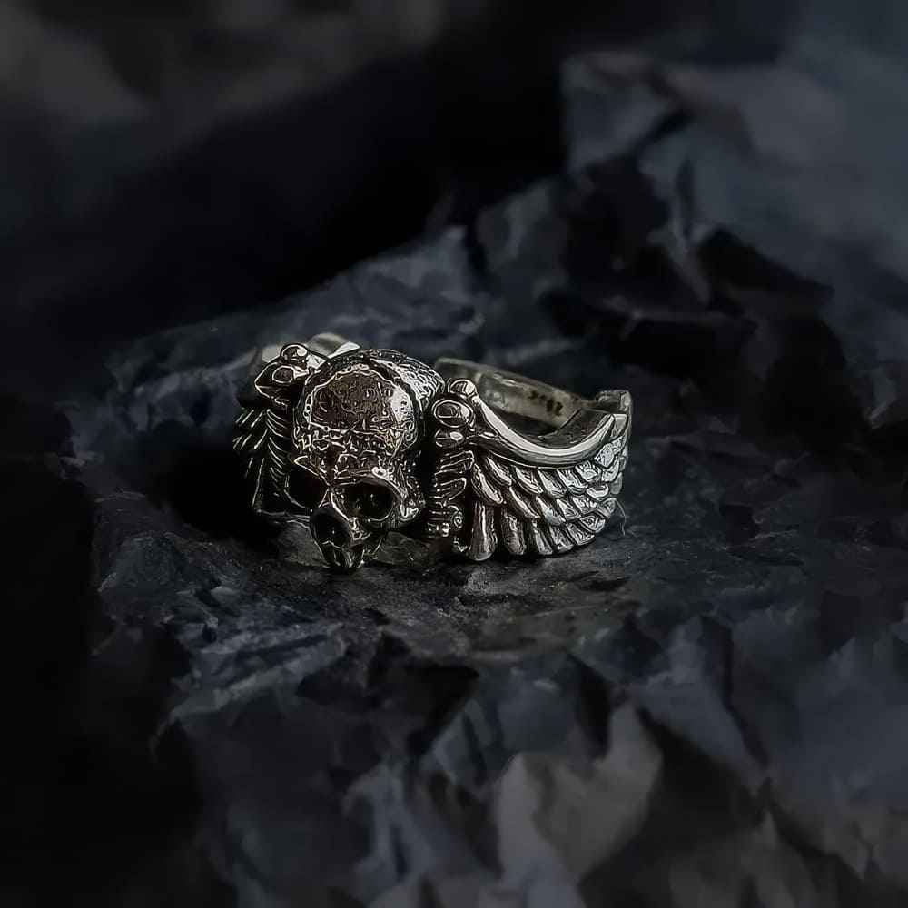 Bague Tête de Mort Ailes d'Ange