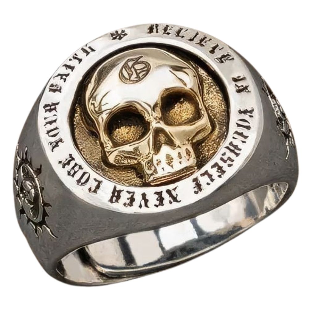 Bague Tête de Mort Argentée et Dorée