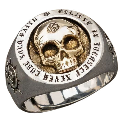 Bague Tête de Mort Argentée et Dorée