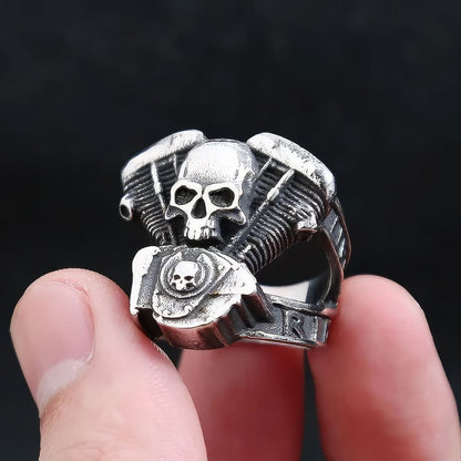 Chevalière Skull Motard