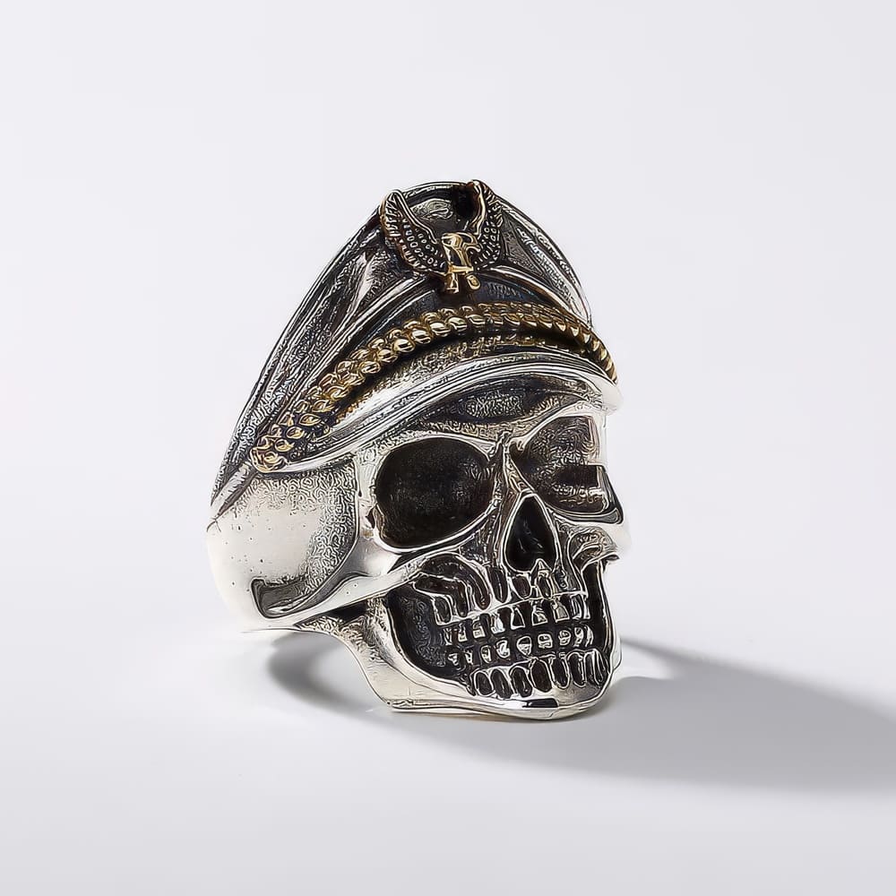 Bague Tête de Mort Casquette Militaire