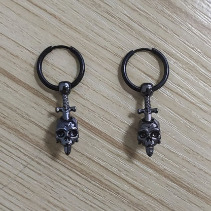 Boucles D'Oreilles Tête De Mort Croix