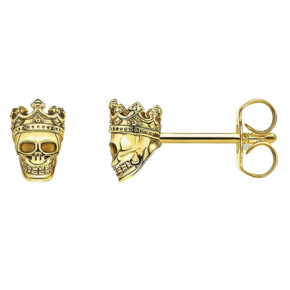 Boucles D'Oreilles Tête de Mort King Doré