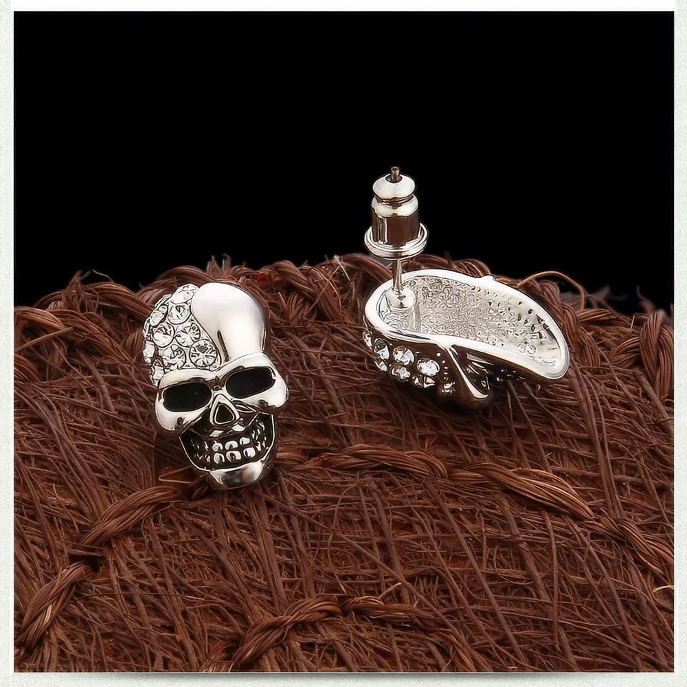 Boucles D'Oreilles Tête de Mort Strass