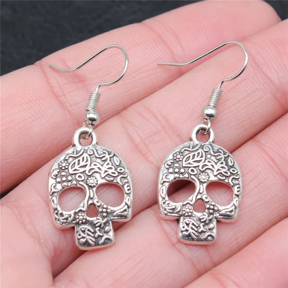 Boucles d'Oreilles Tête de Mort Mexicaine