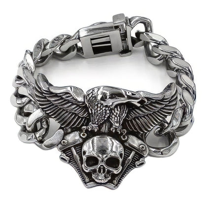 Bracelet Tête de Mort Aigle Biker