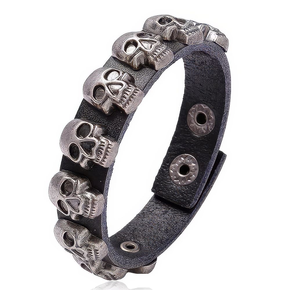 Bracelet Skull Cuir