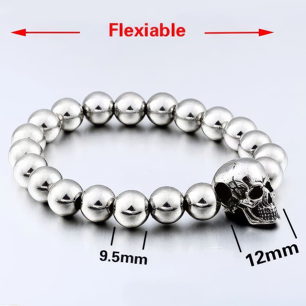 Bracelet Tête de Mort à Perles