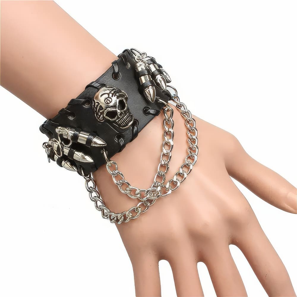 Bracelet À Chaine Skull Punk