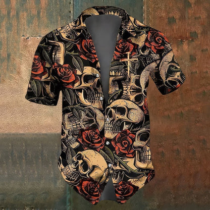 Chemise Tête de Mort Et Roses