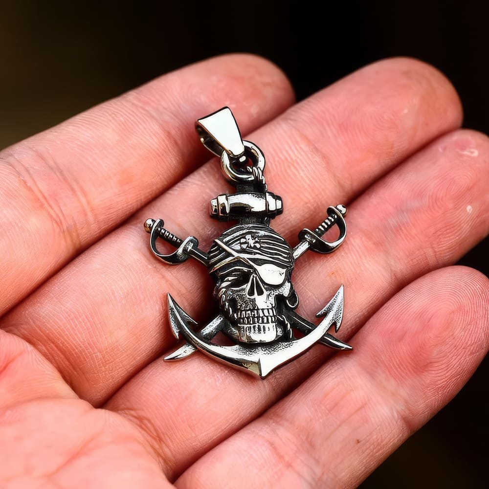 Collier Crane Pirate Borgne et Ancre Marine