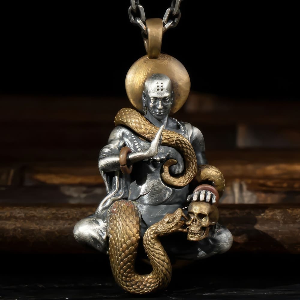 Collier Crane Bouddha et Serpent