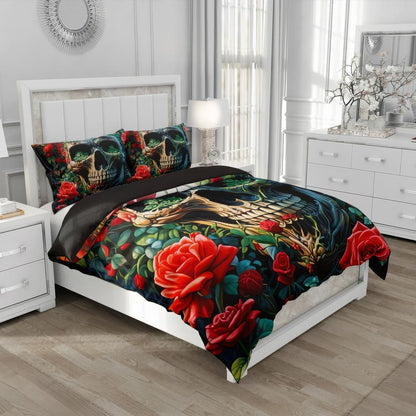 Draps De Lit Skull Rose Romantique