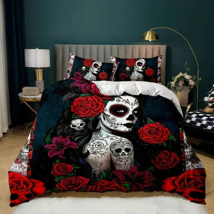 Drap de Lit Femme Tete de Mort Mexicaine