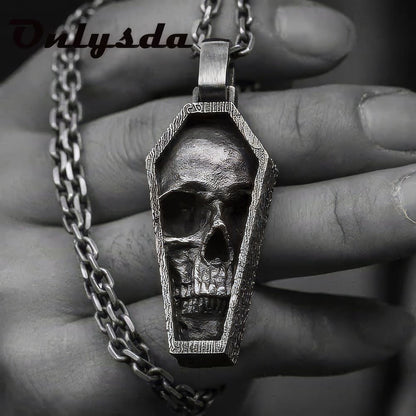 Pendentif Tête De Mort Cercueil