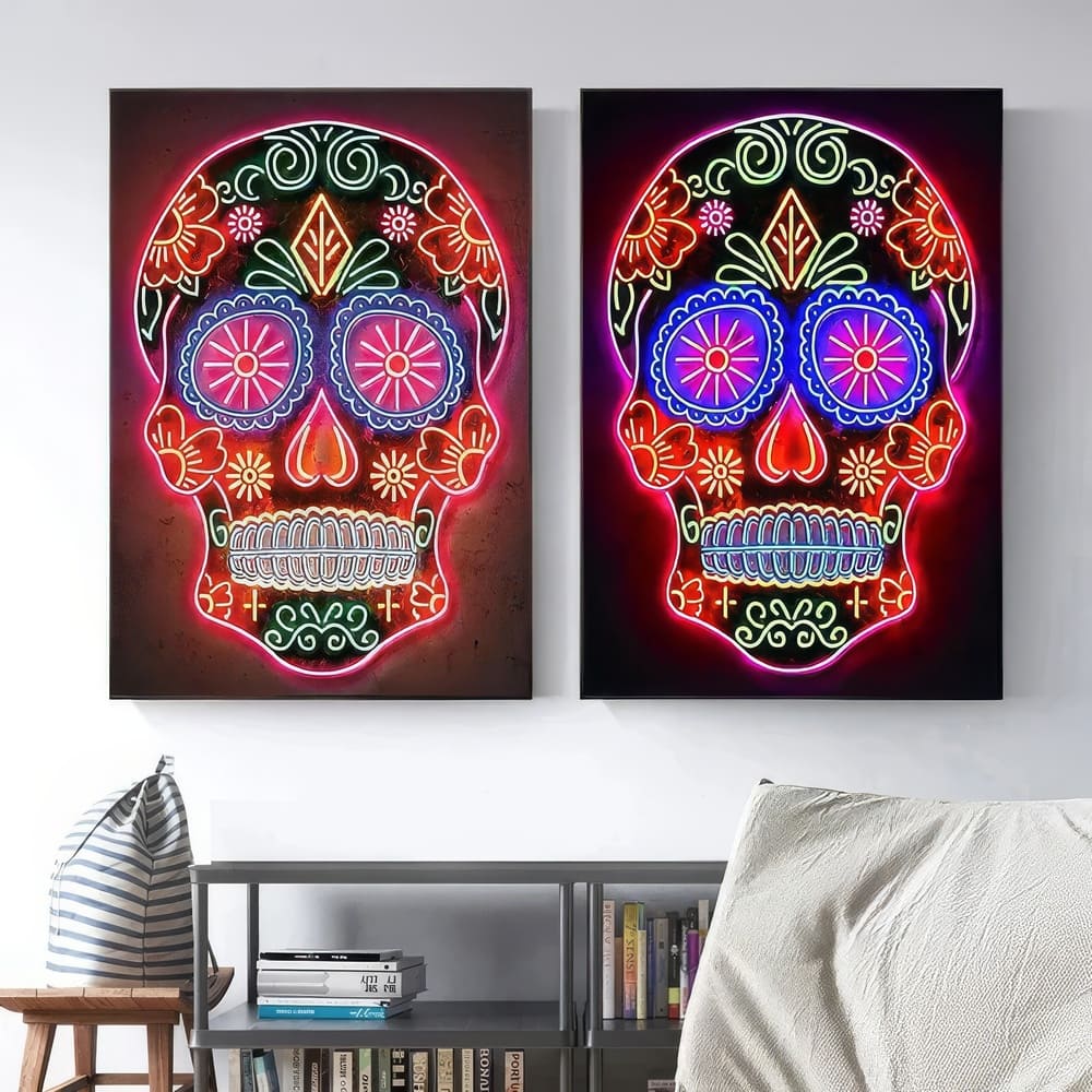 Tableau Calavera Effet Néon